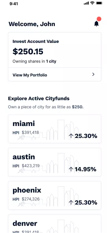 Screenshot of Nada mobile app user dashboard in view two